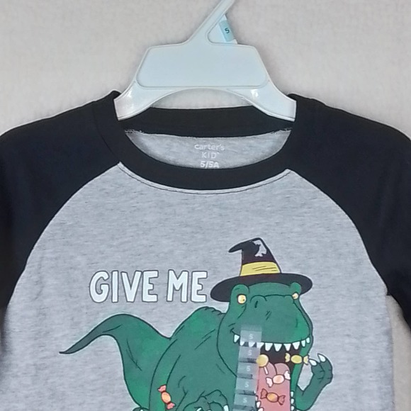 Carter's Long Sleeve Cotton Graphic Raglan Tee Size 5 Halloween Dino - Picture 3 of 10